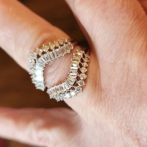 Signed DK 925 Sterling Silver CZ Statement Ring Sz 9.5‎